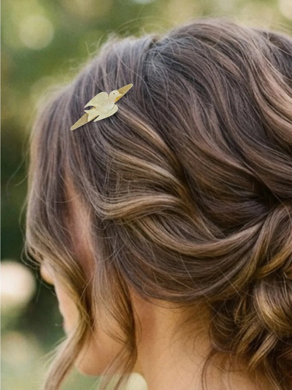 Vintage Pre-1980s Hand-Carved Mother of Pearl Bird Hair Pin Slide